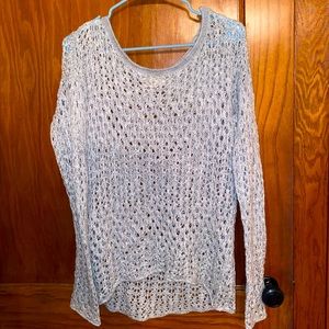 Hollister light gray over the shoulder sweater